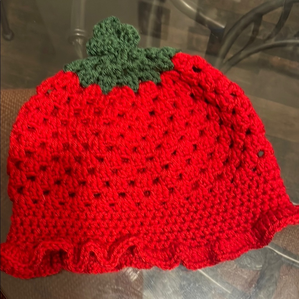 Handmade Red Strawberry Knit Hat